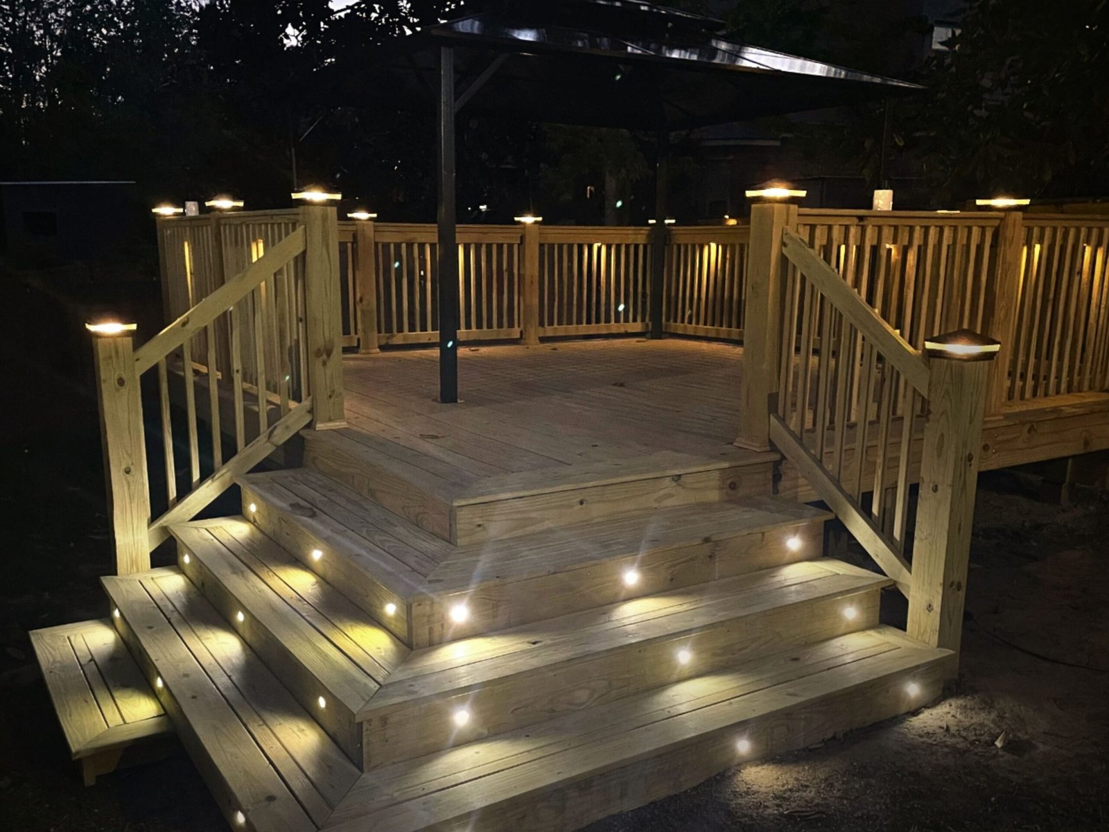 Custom deck with LED step lighting on the Mississippi Gulf Coast
