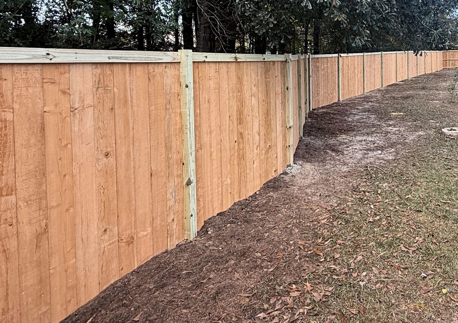 Premium exposed post privacy fence with trim