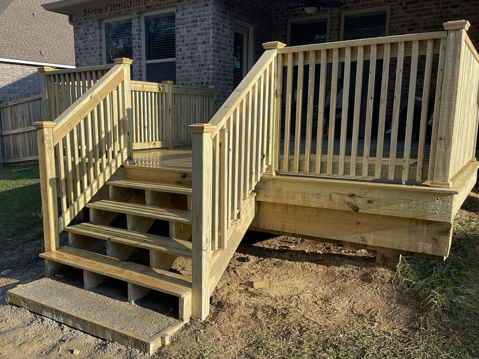 Treated wood deck stairs on the Mississippi Gulf Coast